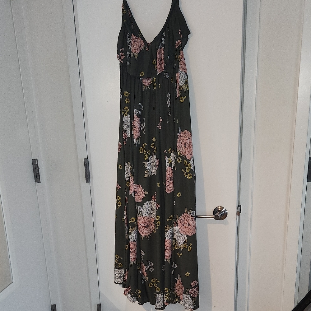 Floral Maxi Dress - Green and Pink